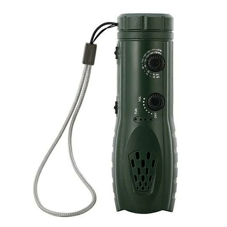 RD361 Outdoor Camping Climbing Hand Crank AM  /  FM Radio LED Flashlight Power Bank - Verde