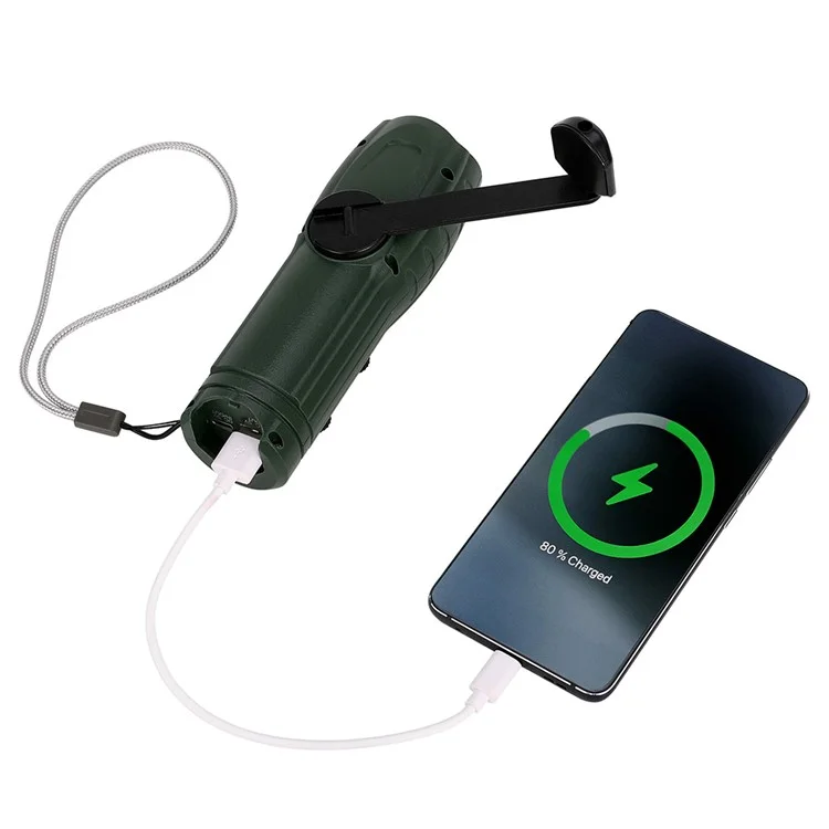 RD361 Outdoor Camping Climbing Hand Crank AM  /  FM Radio LED Flashlight Power Bank - Verde