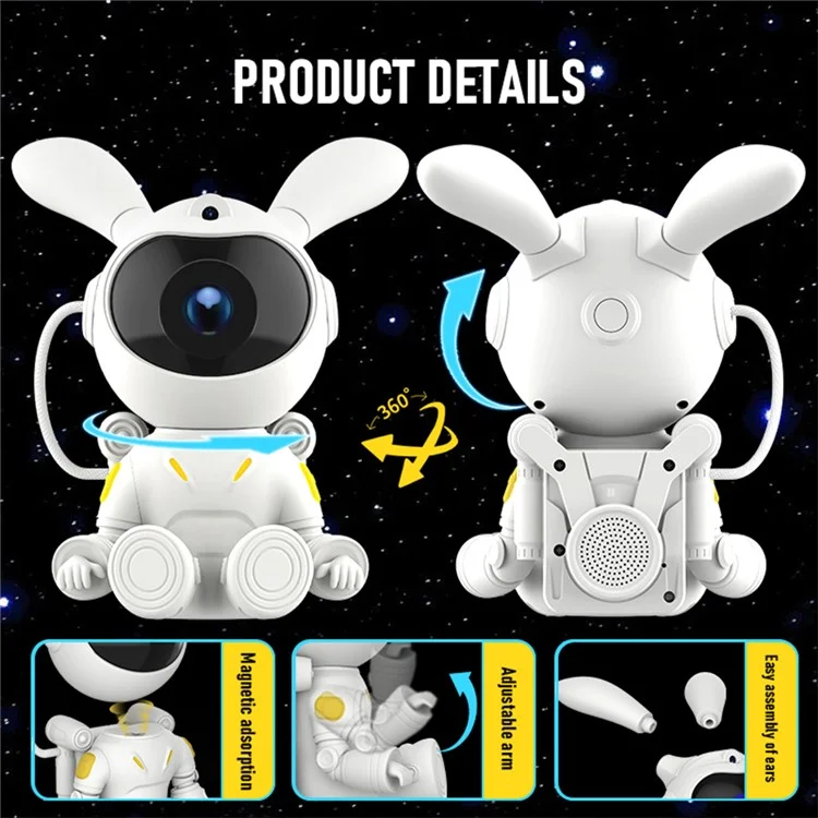G002 Remote Control Space Rabbit Projector Lamp Stars Nebulae Projection Table Light