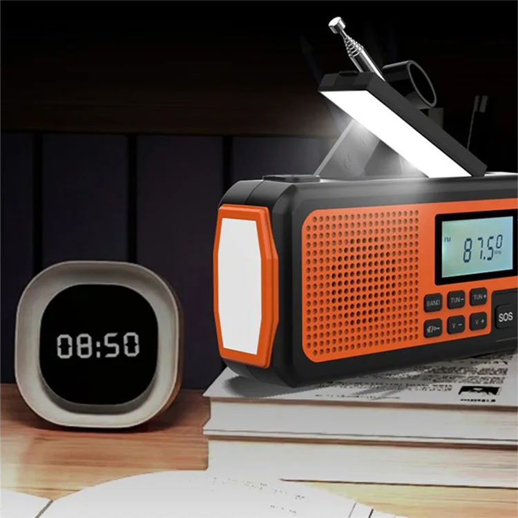 373 Multifunctional Outdoor Emergency Hand Crank AM / FM Solar Radio Power Bank, Versión Europea