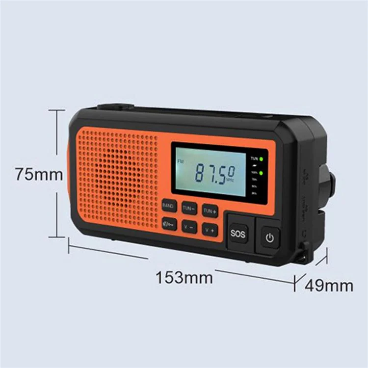 373 Multifunctional Outdoor Emergency Hand Crank AM / FM Solar Radio Power Bank, Versión Europea
