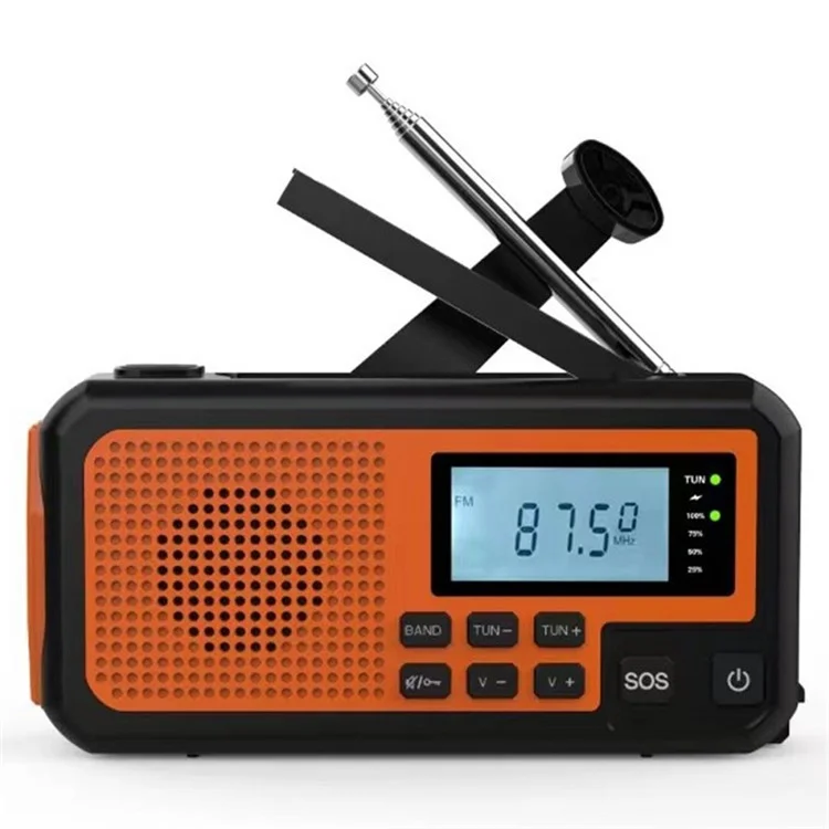 373 Multifunctional Outdoor Emergency Hand Crank AM / FM Solar Radio Power Bank, Versión Europea