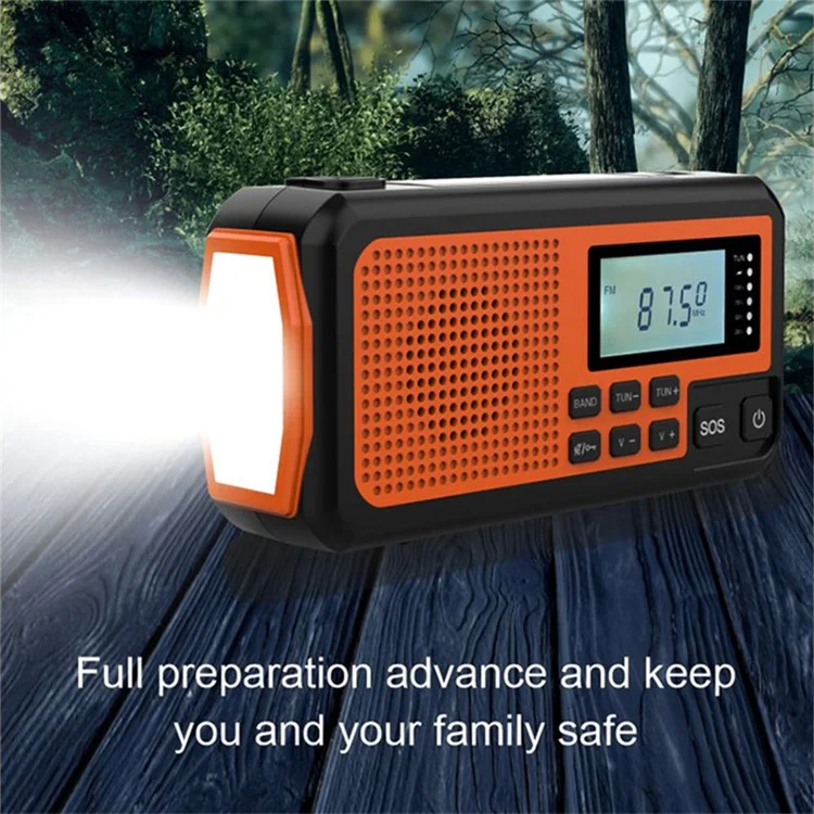 373 Multifunctional Outdoor Emergency Hand Crank AM / FM Solar Radio Power Bank, Versión Europea