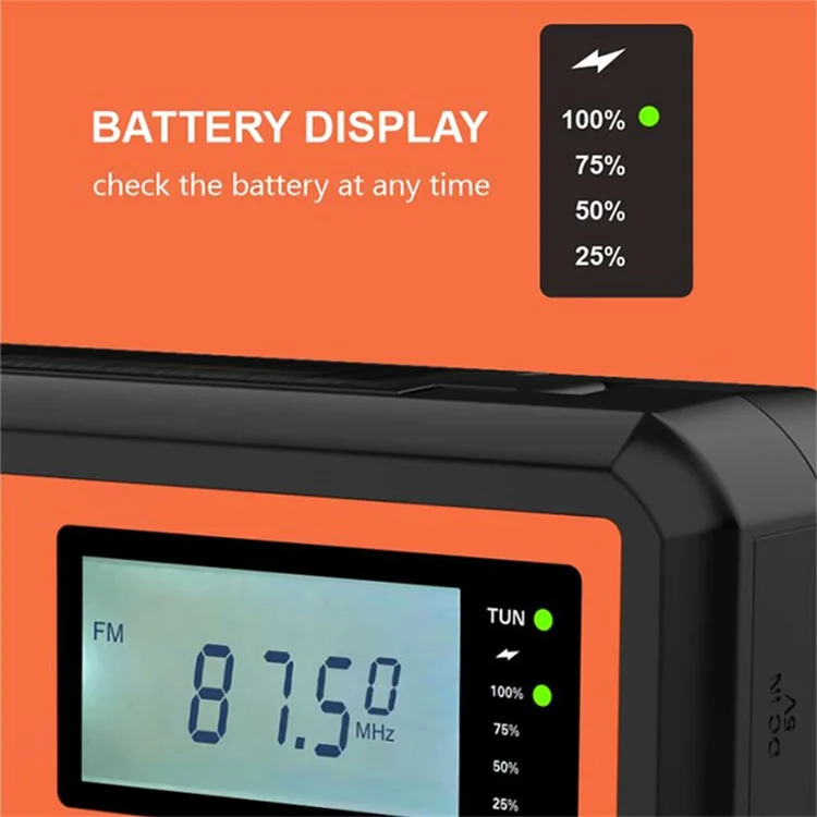 373 Multifunctional Outdoor Emergency Hand Crank AM / FM Solar Radio Power Bank, Versión Europea