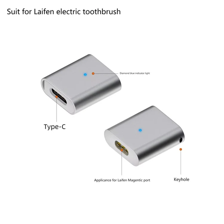 Adaptateur de charge magnétique femelle Type-C à 3 broches droites pour brosse à dents électrique Laifen