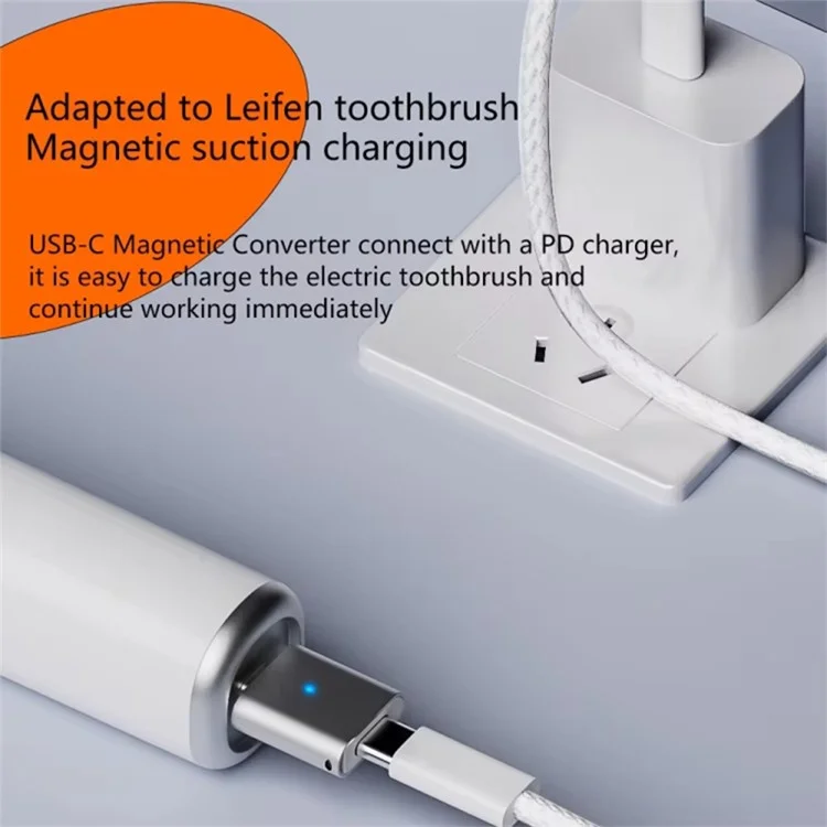 Adaptateur de charge magnétique femelle Type-C à 3 broches droites pour brosse à dents électrique Laifen