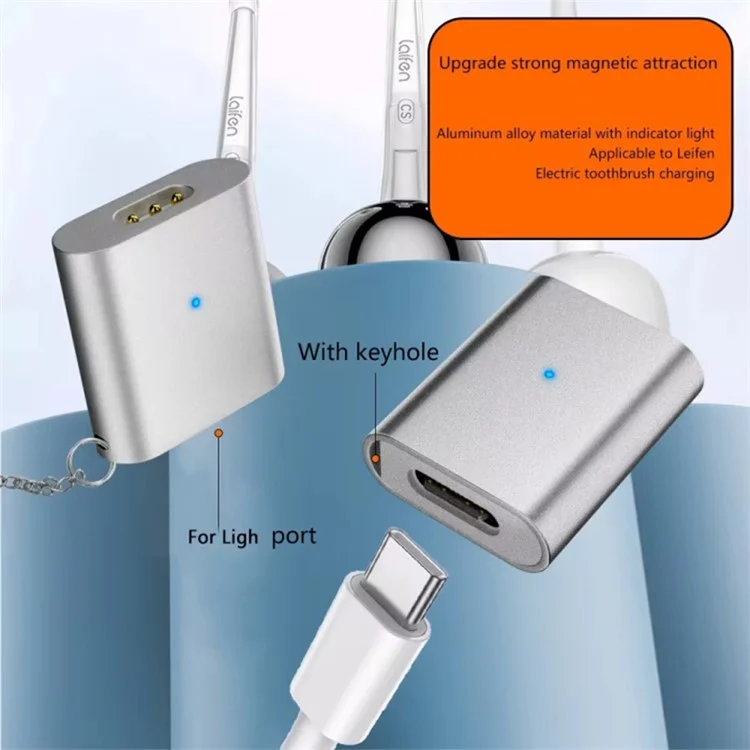Adaptateur de charge magnétique femelle Type-C à 3 broches droites pour brosse à dents électrique Laifen