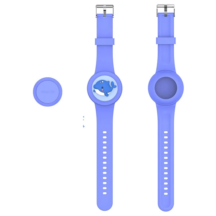 Waterproof Case for Apple AirTag Silicone Watch Band Bluetooth-compatible Tracker Protector Cartoon Pattern - Dolphin