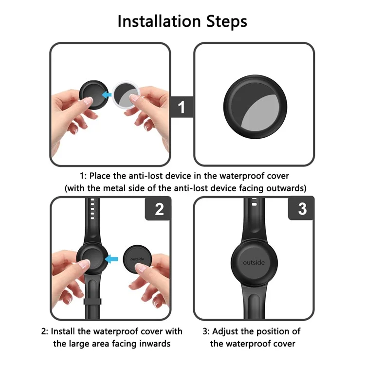 Waterproof Case for Apple AirTag Silicone Watch Band Bluetooth-compatible Tracker Protector Cartoon Pattern - Dolphin
