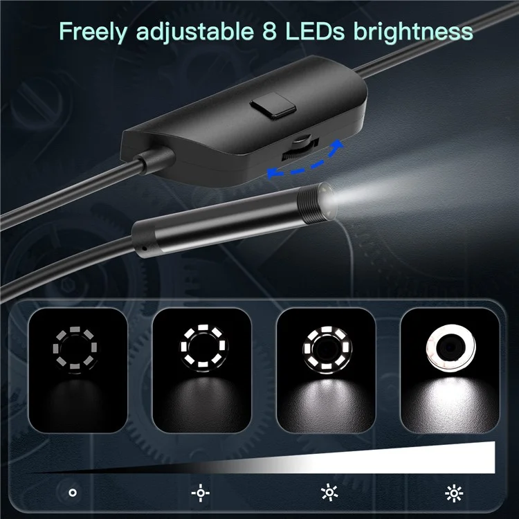 5002TC 3m Hard Wire 5.5mm Aluminum Tube 8-Pin+Type-C Phone Endoscope Camera Lens Microscope