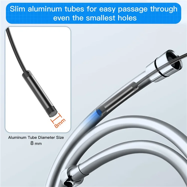 5002TC 3m Hard Wire 8mm Cable 8-Pin+Type-C Phone Endoscope Waterproof Camera Lens Microscope