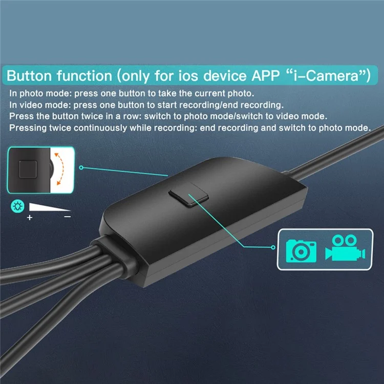 Caméra d'inspection industrielle 5002PRO 1m, câble dur, tube en aluminium de 8 mm, 2MP HD, avec interfaces Type-C + iP + USB