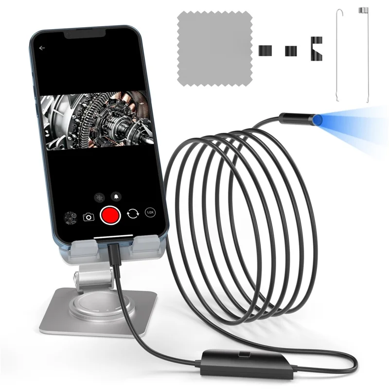 Tube en aluminium 5002 8 mm, caméra d'inspection industrielle endoscopique HD 2 MP avec câble rigide de 2 m, interface iP