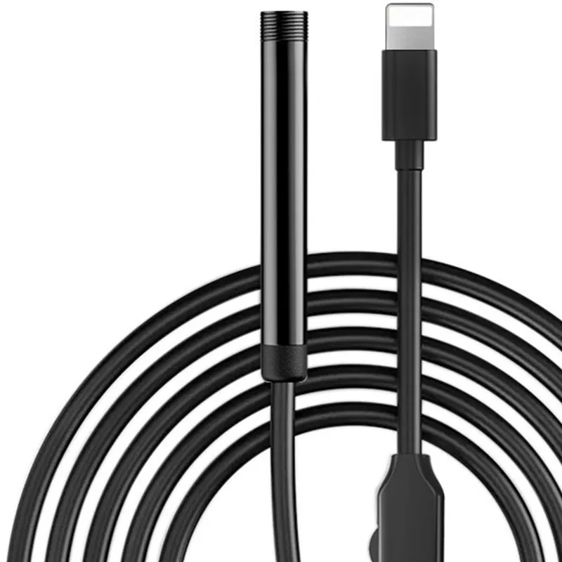Tube en aluminium 5001 5,5 mm Endoscope industriel 2MP HD Caméra d'inspection avec câble rigide de 5 m, interface iP