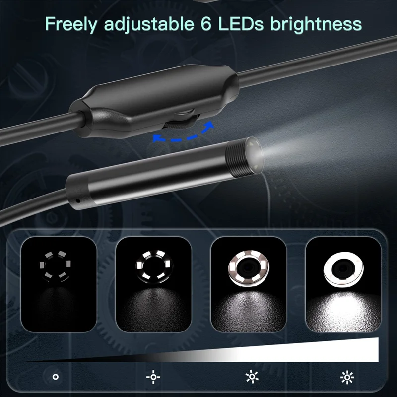 Tube en aluminium 5001 5,5 mm Endoscope industriel 2MP HD Caméra d'inspection avec câble rigide de 5 m, interface iP