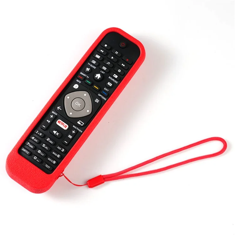 Silikon-Abdeckung für Philips TV-Fernbedienung, Anti-Verlust-Fernbedienungsgehäuse, Ersatz - Rot