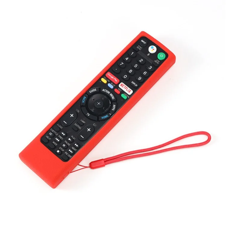 Silicone Cover for Sony TV RMF-TX300U RMF-TX200E Remote Control Shockproof Case with Strap - Red