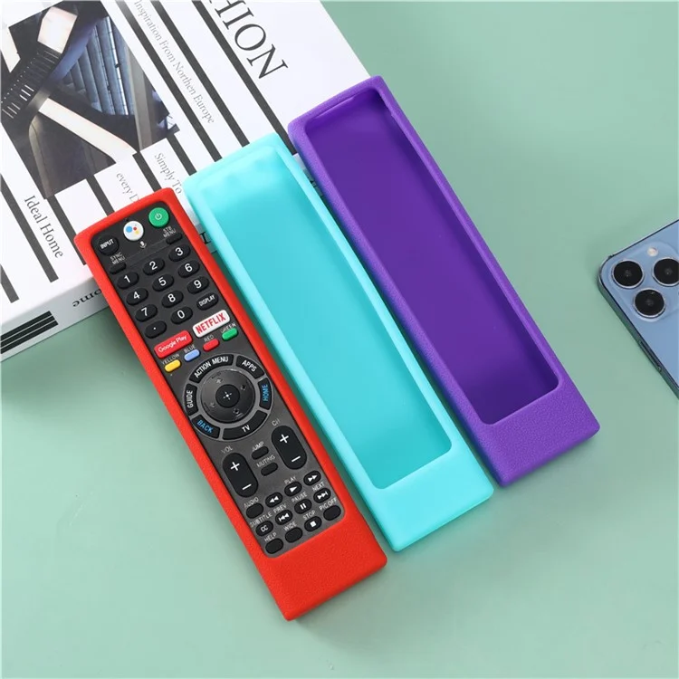 Silicone Cover for Sony TV RMF-TX300U RMF-TX200E Remote Control Shockproof Case with Strap - Red