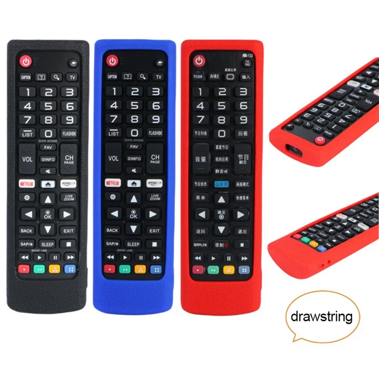 Silicone Protective Case for LG AKB Series Smart TV Remote Control Cover with Strap - Black