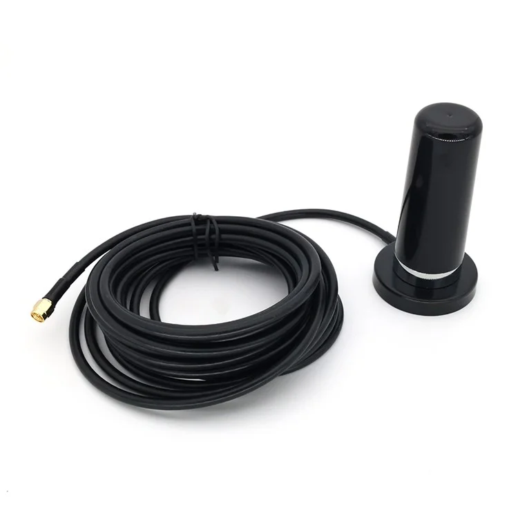 4G LTE 700-2700MHZ Small Steel Gun Antenna 5.5cm Strong Magnetic Base Large Sucker with 5m SMA-Male Extension Cable