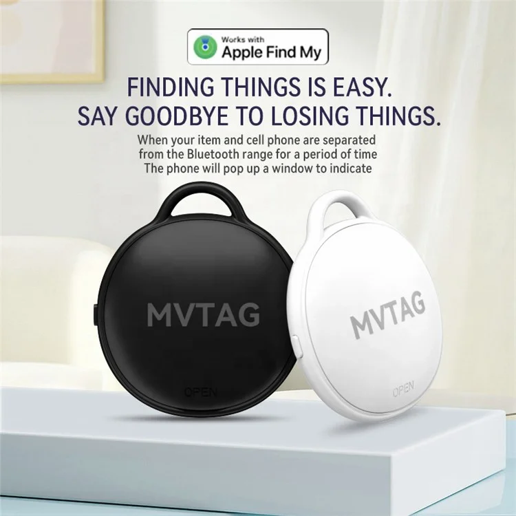 F6 MFI Certified Smart Finder Bluetooth-compatible Luggage Tracker Smart Tag for Key, Backpack, Wallet Compatible with Apple - White