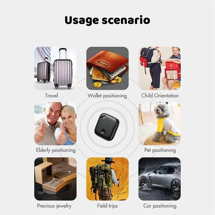 Rastreador de Posicionamento de Carro F1 para Mala, Bolsa, Carteira, Animais de Estimação Compatível com Apple Find My - Preto