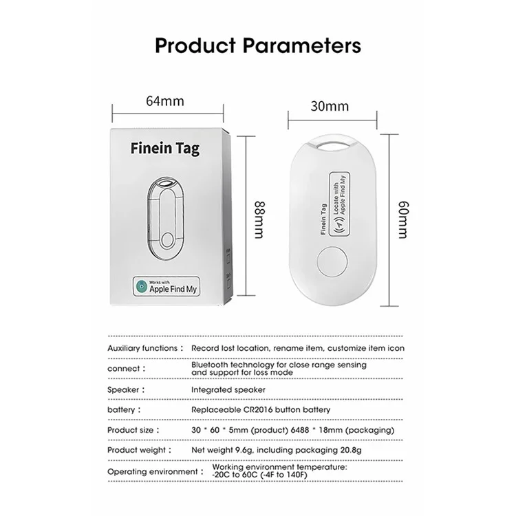 S9 Smart Tag Bluetooth Tracker Location Tool per chiavi, zaino, portafoglio, animali domestici compatibile con Apple