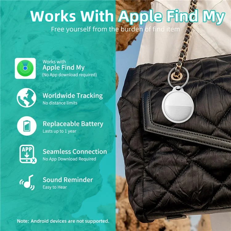 F03 Pet Smart Finder Bluetooth Tracker de Bagagem Compatível com Apple Find My - Branco