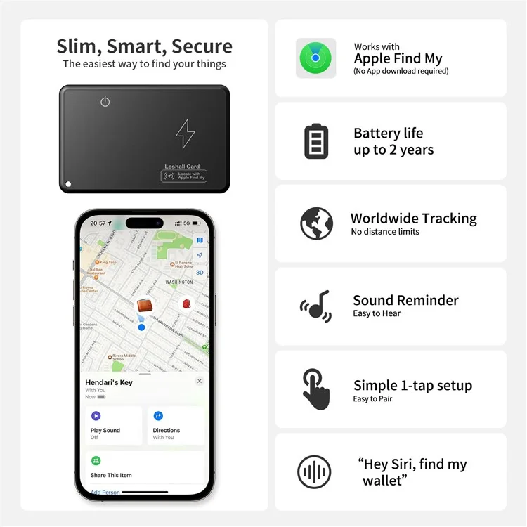 F05 Ultra-Thin Card Type Smart Finder Bluetooth-compatible Tracker Item Locator for Wallet, Luggage, Bike