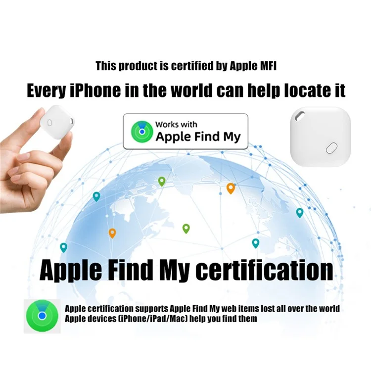 F02 Smart Finder Bluetooth Tracker de Bagages Compatible avec Apple Find My - Blanc