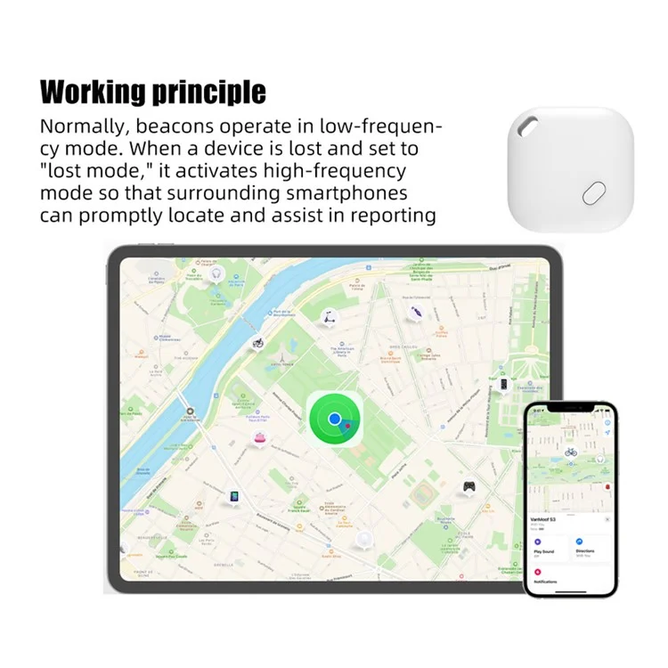 F02 Smart Finder Bluetooth Tracker de Bagages Compatible avec Apple Find My - Blanc