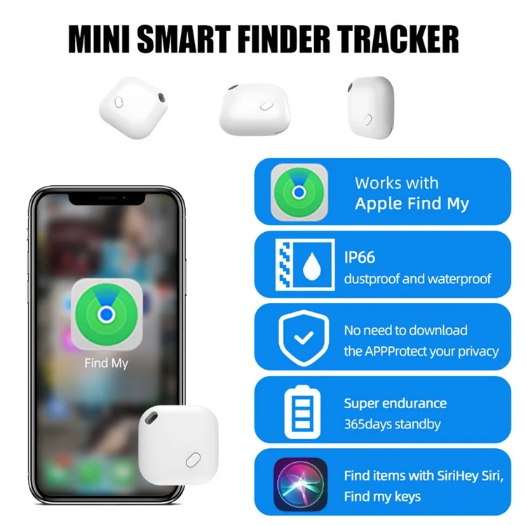 F02 Smart Finder Bluetooth Tracker de Bagages Compatible avec Apple Find My - Blanc