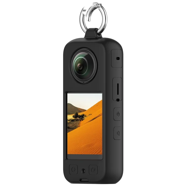 For Insta360 X4 Soft Silicone Case Action Camera Dustproof Protective Cover with Ring - Black
