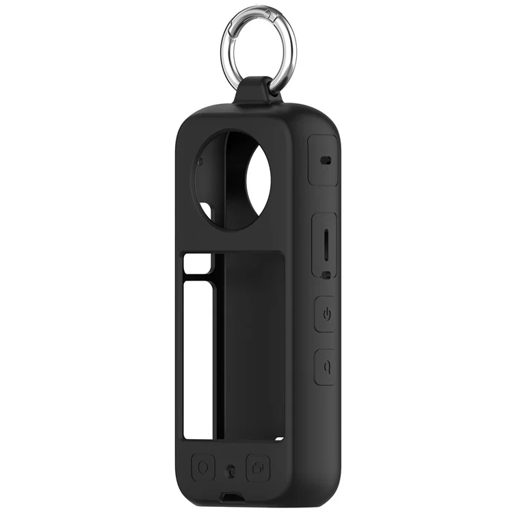 For Insta360 X4 Soft Silicone Case Action Camera Dustproof Protective Cover with Ring - Black
