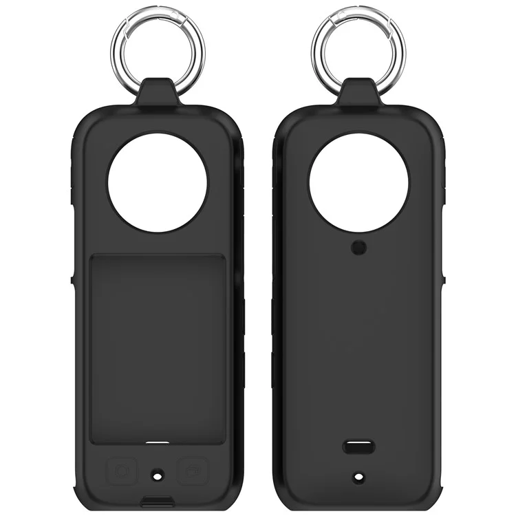 For Insta360 X4 Soft Silicone Case Action Camera Dustproof Protective Cover with Ring - Black