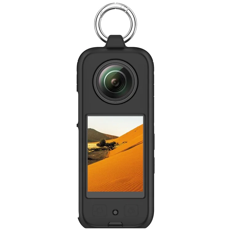 For Insta360 X4 Soft Silicone Case Action Camera Dustproof Protective Cover with Ring - Black