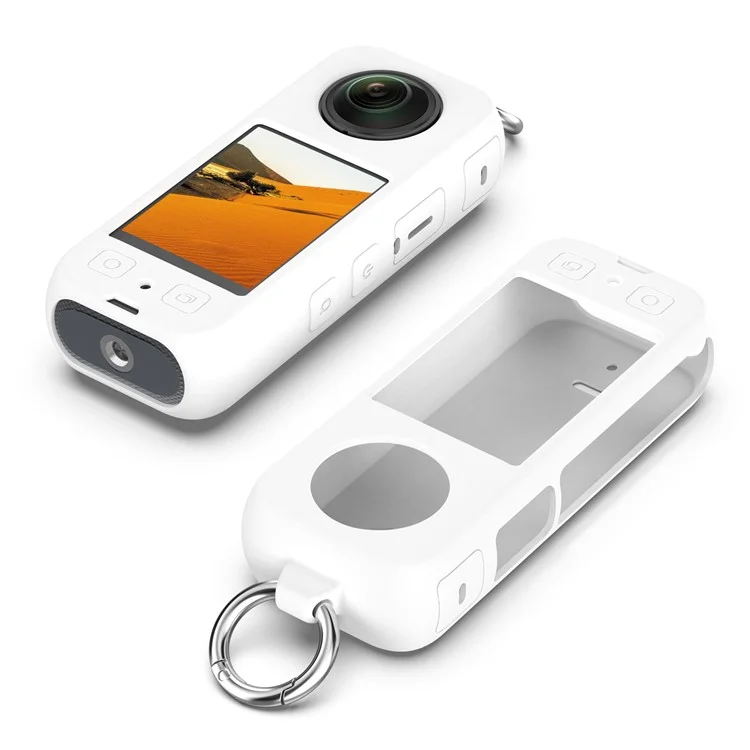 For Insta360 X4 Soft Silicone Case Action Camera Dustproof Protective Cover with Ring - White