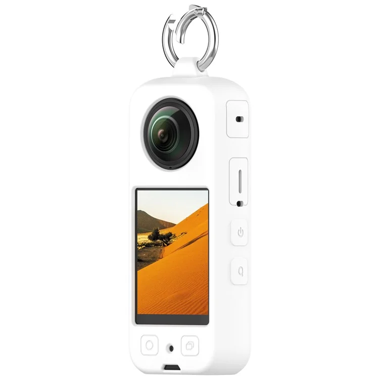 For Insta360 X4 Soft Silicone Case Action Camera Dustproof Protective Cover with Ring - White