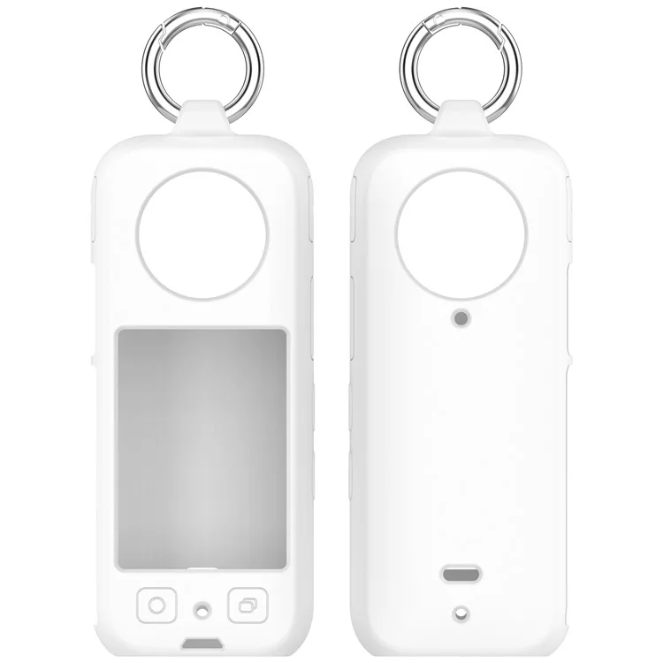 For Insta360 X4 Soft Silicone Case Action Camera Dustproof Protective Cover with Ring - White
