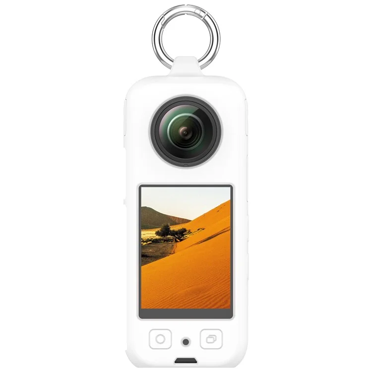 For Insta360 X4 Soft Silicone Case Action Camera Dustproof Protective Cover with Ring - White
