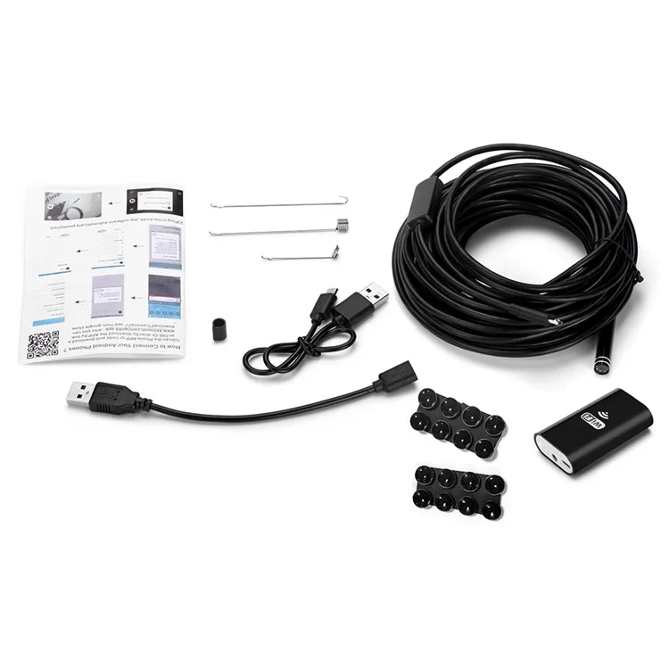 YPC100 10m Hard Wire WiFi Borescope 8mm Camera Lens Cell Phone Inspection Endoscope