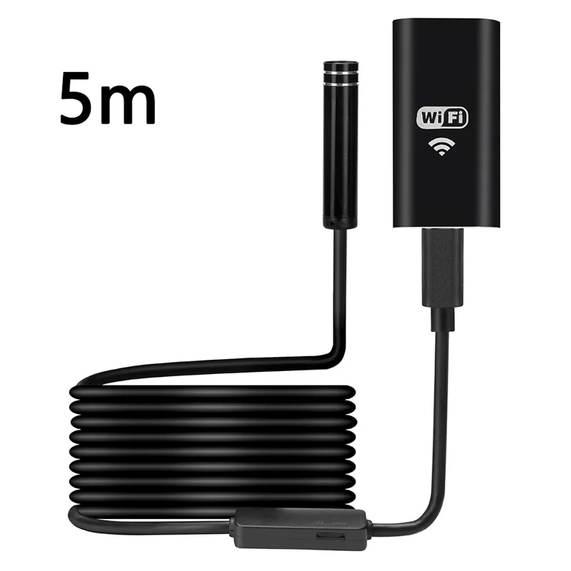 YPC100 5m Hard Wire Cell Phone Inspection Endoscope 8mm Camera Lens WiFi Borescope