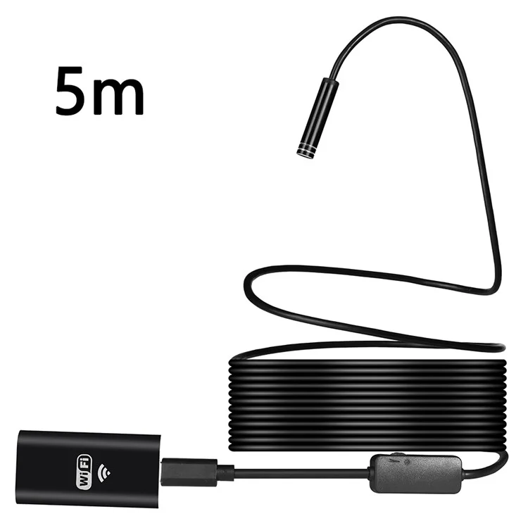YPC100 5m Flexible Wire WiFi Borescope 8mm Camera Lens Cell Phone Inspection Endoscope