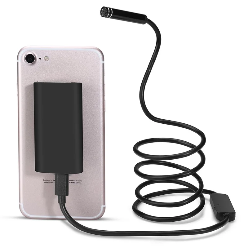 YPC100 1m Flexible Wire WiFi Borescope Camera with Light, 8mm Camera Lens Inspection Endoscope