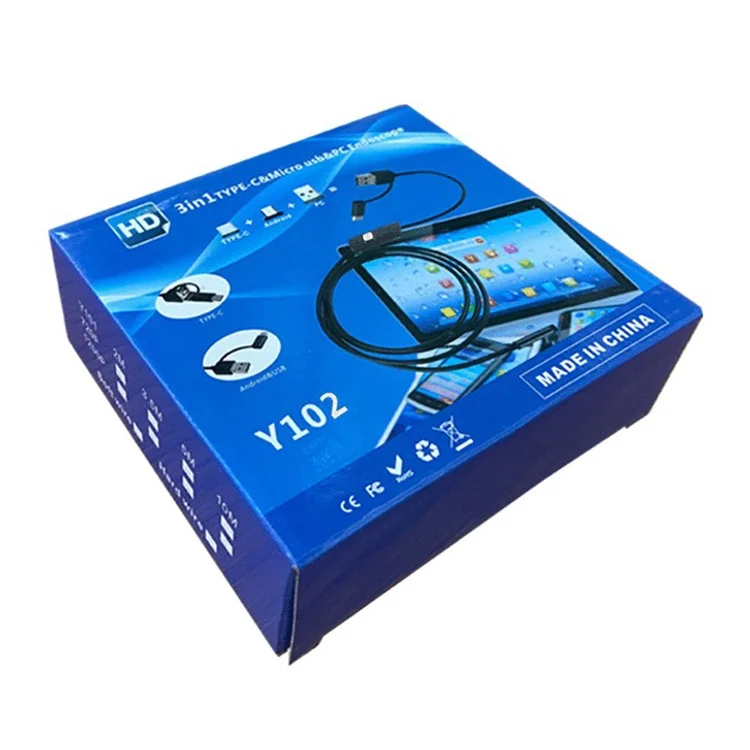 Y1002 10m Flexible Wire Type-C+USB+Android Phone Borescope 5.5mm Camera Lens Inspection Endoskop