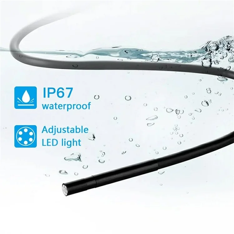Y1002 Endoscopio tipo C+USB+Android Phone Borescope con lente de cámara de 5,5 mm y cable duro de 10 m
