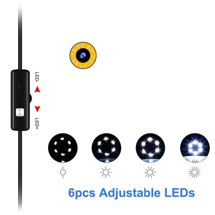 Y1002 5m Hard Wire Inspection Endoscope 5.5mm Camera Lens Type-C+USB+Android Phone Borescope