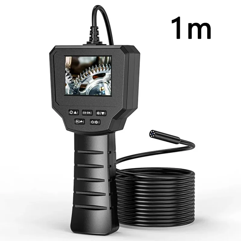 128A 1m Hard Wire 2.4-inch IPS Screen Industrial Endoscope 8mm Lens Borescope with Shooting / Video Recording Function
