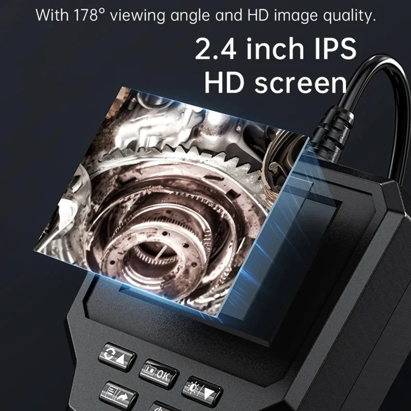 128A 1m Hard Wire 2.4-inch IPS Screen Industrial Endoscope 8mm Lens Borescope with Shooting / Video Recording Function