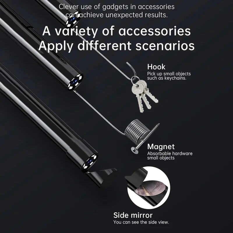 128A 1m Hard Wire 2.4-inch IPS Screen Industrial Endoscope 8mm Lens Borescope with Shooting / Video Recording Function